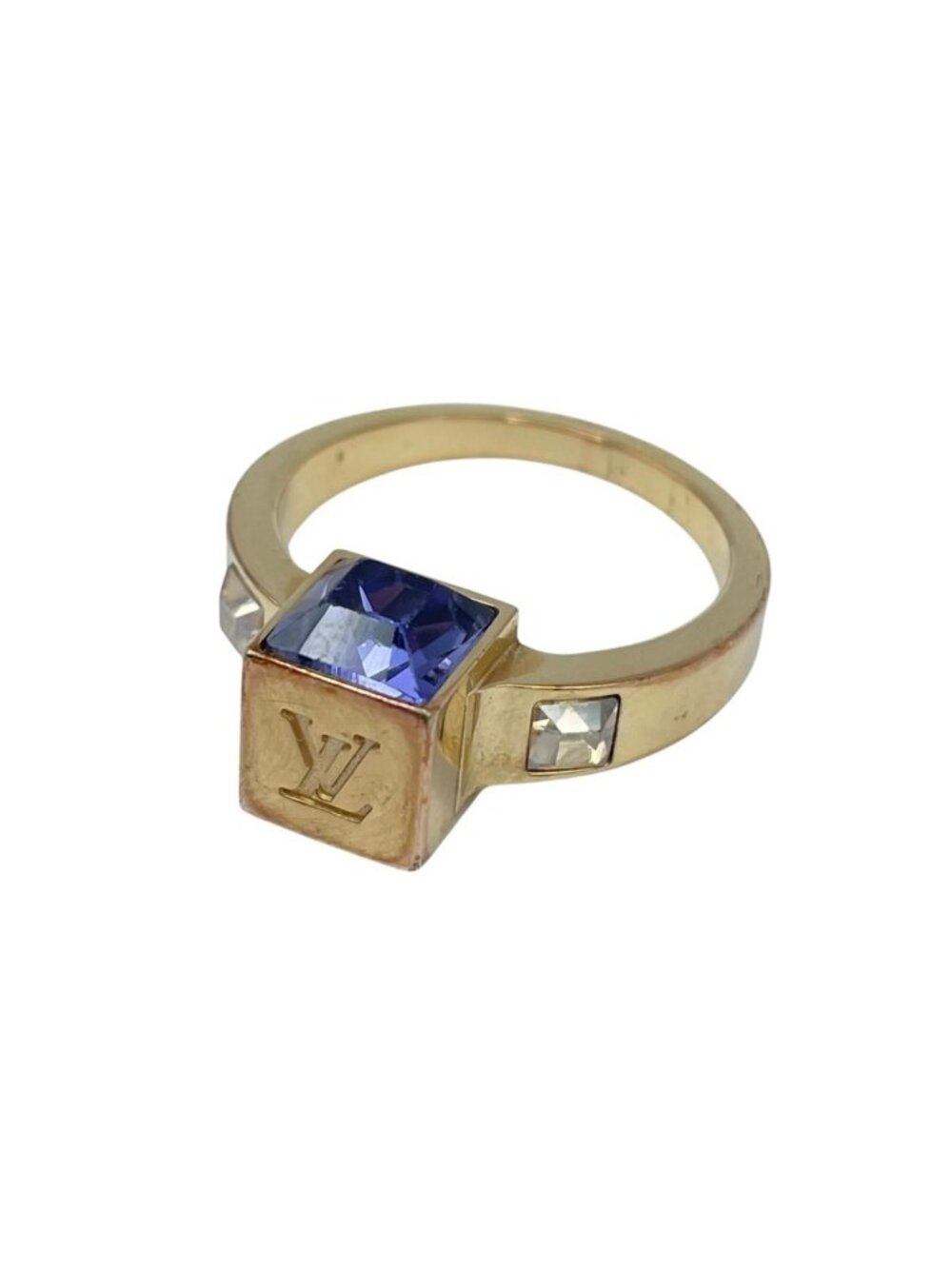 Louis Vuitton Bague Gambling Ring Gold Blue Plated Swarovski Crystal